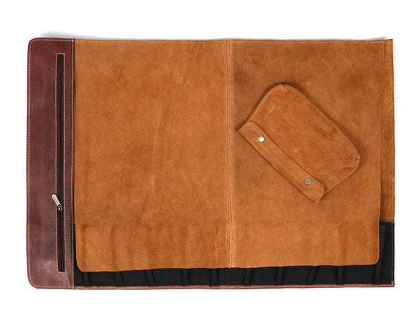 Tuscania Leather Knife Roll & Bag Combo - Walnut Brown - Aaron Leather Goods