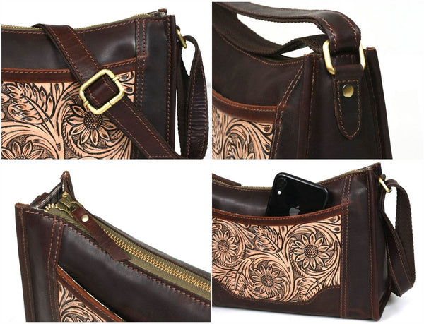 Madison Ladies Handmade Bag - Dark Brown - Aaron Leather Goods