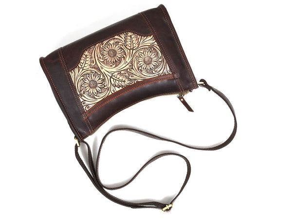 Madison Ladies Handmade Bag - Dark Brown - Aaron Leather Goods