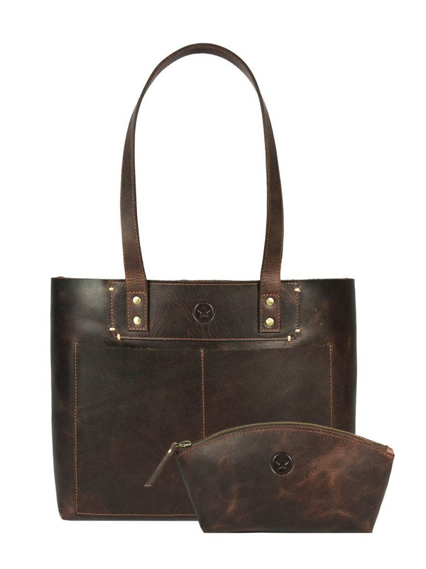 Charlotte Travel Tote Bag Combo - Walnut Brown - Aaron Leather Goods
