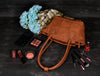 Ajo Leather Tote Bag - Caramel Brown - Aaron Leather Goods