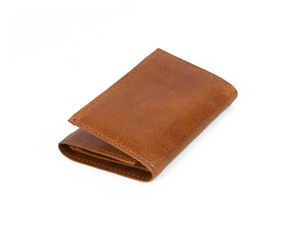 Fremont Leather Tri - fold Mens Wallet - Caramel - Aaron Leather Goods
