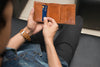 Fremont Leather Tri - fold Mens Wallet - Caramel - Aaron Leather Goods