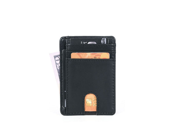 Utrera Leather Credit Card Holder - Black - Aaron Leather Goods