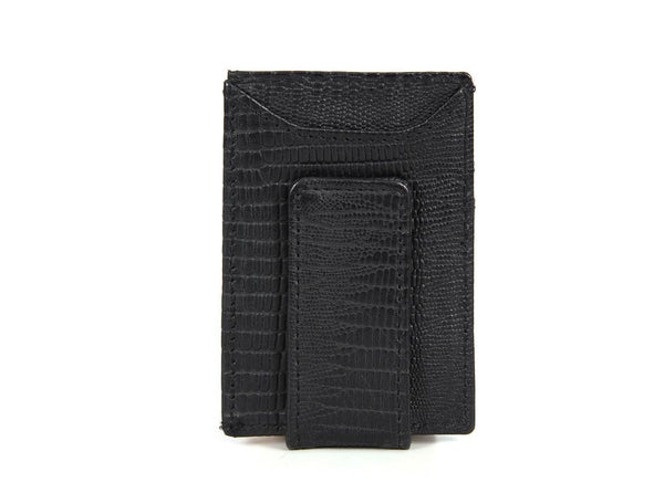 Sestao Leather Minimalist Money Clip Wallet - Sulfur Black - Aaron Leather Goods
