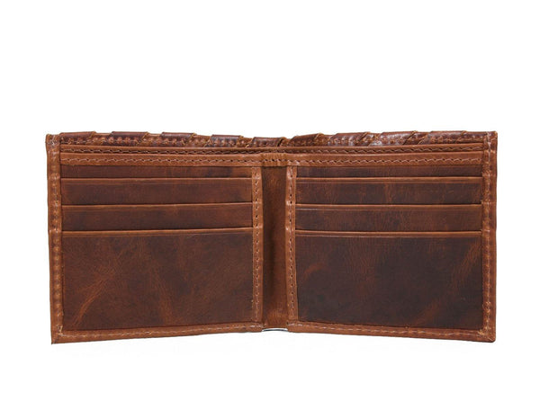 Detroit Leather Bi - fold Mens Wallet - Brown - Aaron Leather Goods