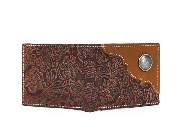 Wichita Leather Bi - fold Mens Wallet - Brown - Aaron Leather Goods