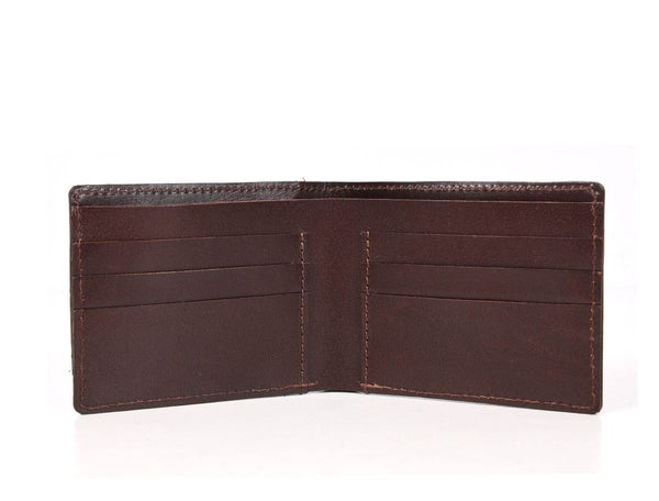 Wichita Leather Bi - fold Mens Wallet - Brown - Aaron Leather Goods
