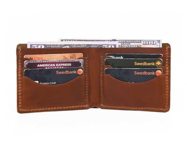Paso Leather Bi - fold Mens Wallet - Chestnut - Aaron Leather Goods