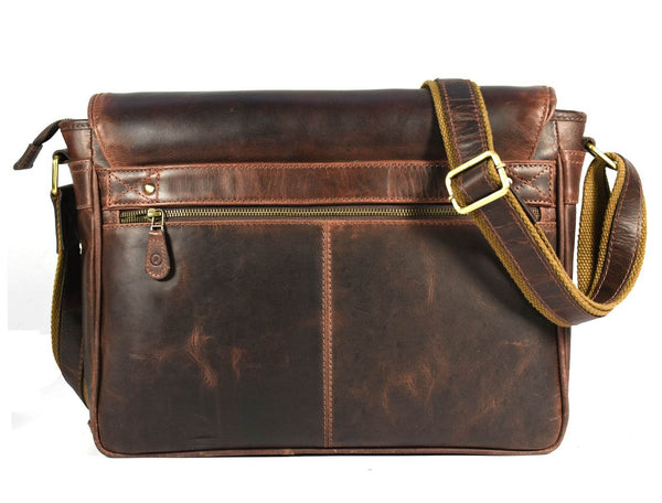 Savona Leather Messenger Bag - Walnut Brown - Aaron Leather Goods