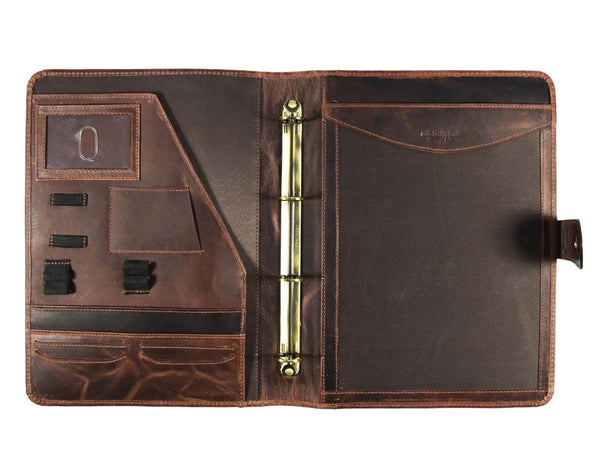 Boulder Leather Messenger Bag & Organizer Combo - Brown - Aaron Leather Goods