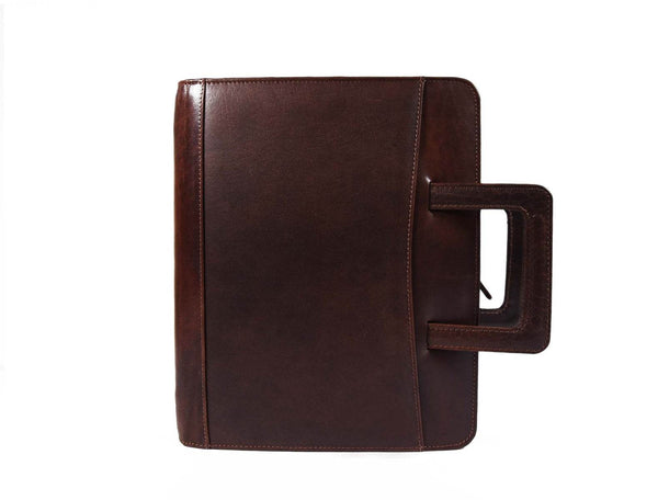 Aaron Leather Goods leather Briefcase & Organizer Combo - Brown - Aaron Leather Goods