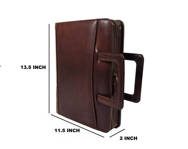 Aaron Leather Goods leather Briefcase & Organizer Combo - Brown - Aaron Leather Goods