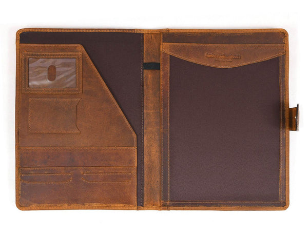 Aaron Leather Goods leather Briefcase & Organizer Combo - Brown - Aaron Leather Goods