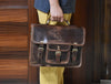 Ancona Leather Office Bag 15" - Dark Brown - Aaron Leather Goods