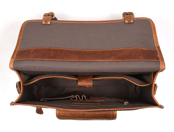 Ancona Leather Office Bag 15" - Gingerbread - Aaron Leather Goods
