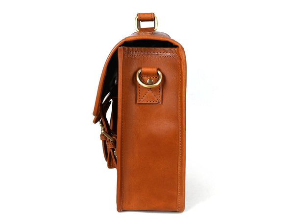 Aaron Leather Goods leather Briefcase & Organizer Combo - Brown - Aaron Leather Goods