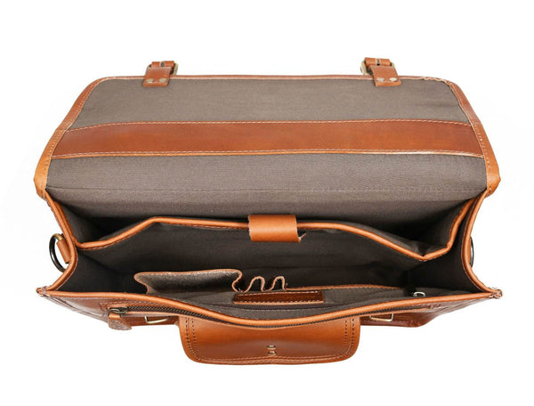 Aaron Leather Goods leather Briefcase & Organizer Combo - Brown - Aaron Leather Goods