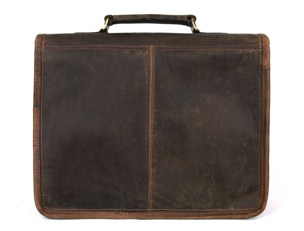 Ancona Leather Office Bag 15" - Brown - Aaron Leather Goods