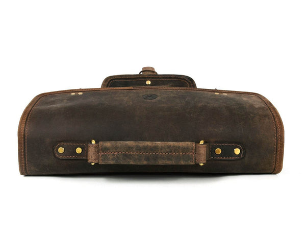 Aaron Leather Goods leather Briefcase & Organizer Combo - Brown - Aaron Leather Goods