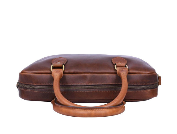 Madison Leather Office Bag - Lux Tan - Aaron Leather Goods