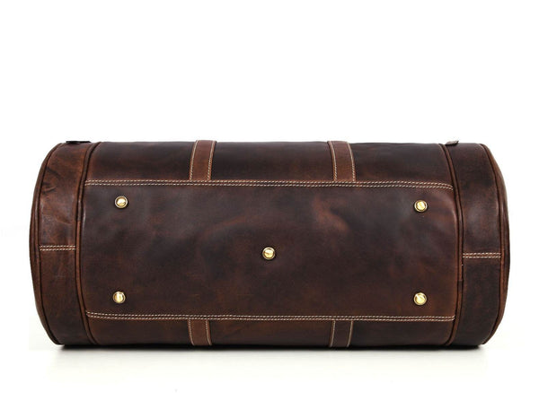 Cordoba Leather Barrel Bag - Brown - Aaron Leather Goods