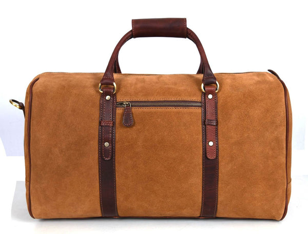 Pomona Leather Suede Weekender Bag - Brown - Aaron Leather Goods