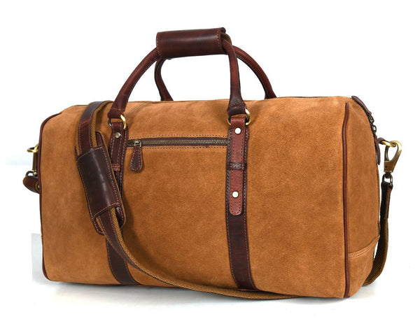 Pomona Leather Suede Weekender Bag - Brown - Aaron Leather Goods