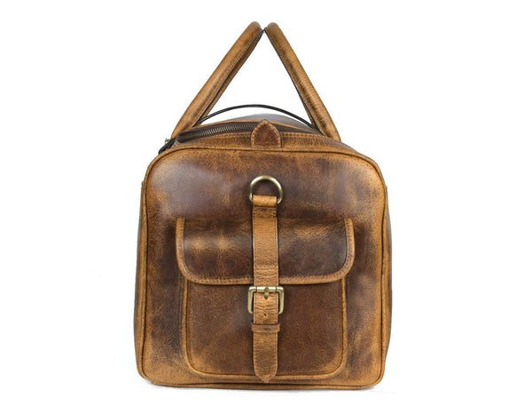 Acoma Leather Travel Bag - Caramel (TB - 20 ) - Aaron Leather Goods