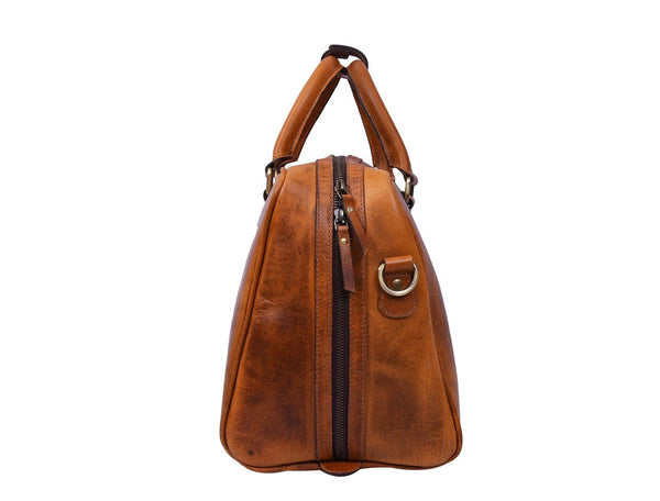 Algiers Leather Duffle Bag 18" - Caramel Brown - Aaron Leather Goods