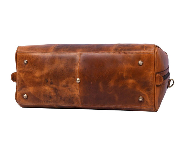 Algiers Leather Duffle Bag 18" - Caramel Brown - Aaron Leather Goods