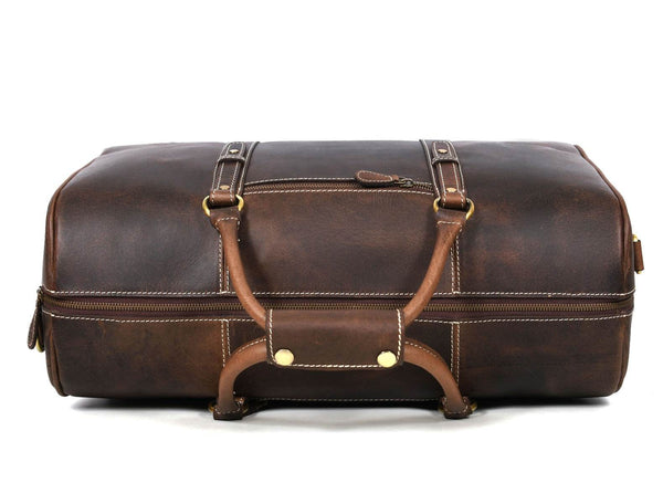 Austin Leather Overnight Bag with Wallet & Toiletry Bag Combo - Dark Brown - Aaron Leather Goods