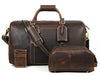 Austin Leather Overnight Bag with Wallet & Toiletry Bag Combo - Dark Brown - Aaron Leather Goods