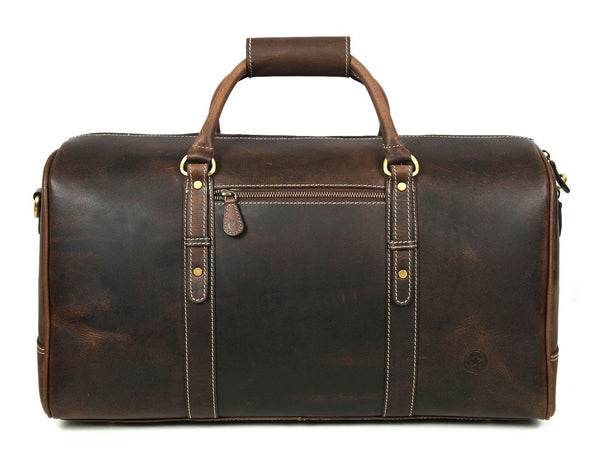 Austin Leather Overnight Bag with Wallet & Toiletry Bag Combo - Dark Brown - Aaron Leather Goods
