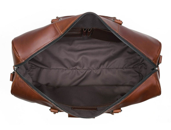 Austin Leather Overnight Bag - Walnut - Aaron Leather Goods