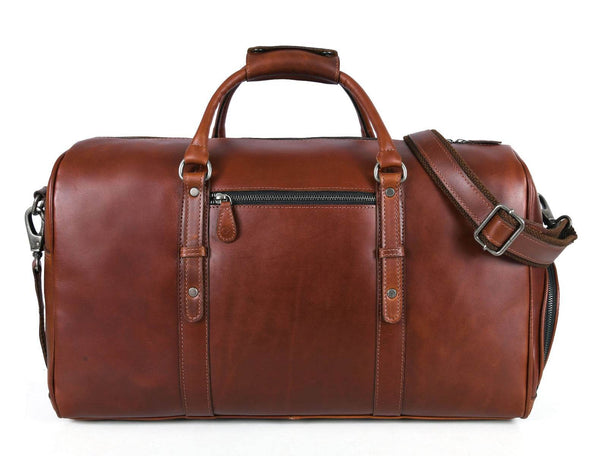 Austin Leather Overnight Bag - Walnut - Aaron Leather Goods