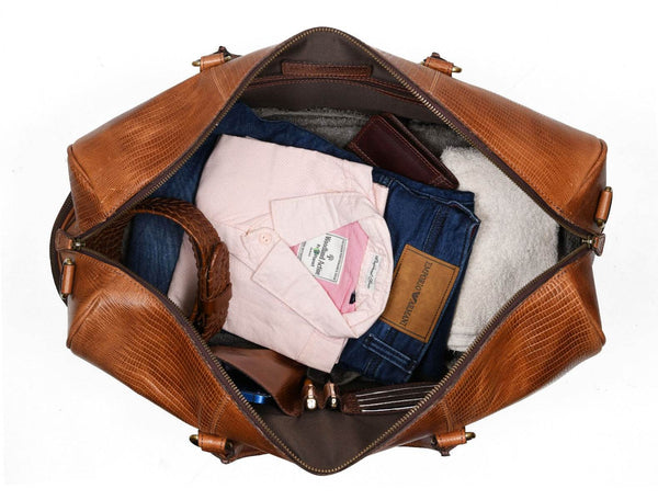 Austin Leather Overnight Bag - Cerulian - Aaron Leather Goods