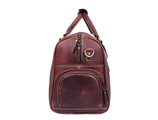 Arezzo Leather Overnight Bag - Walnut Brown - Aaron Leather Goods