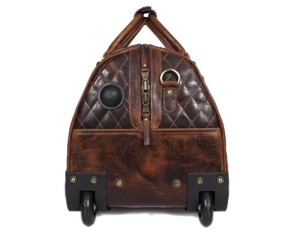 Ascend Quilted Leather Trolley Bag - Brown - Aaron Leather Goods