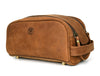 Omaha Leather Toiletry Bag - Tortilla Brown - Aaron Leather Goods