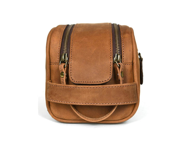 Omaha Leather Toiletry Bag - Tortilla Brown - Aaron Leather Goods