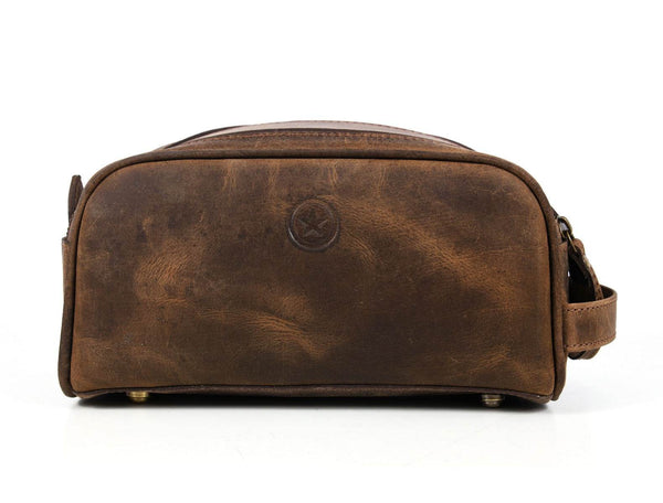 Omaha Leather Toiletry Bag - Brown - Aaron Leather Goods