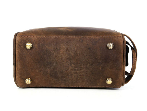 Omaha Leather Toiletry Bag - Brown - Aaron Leather Goods