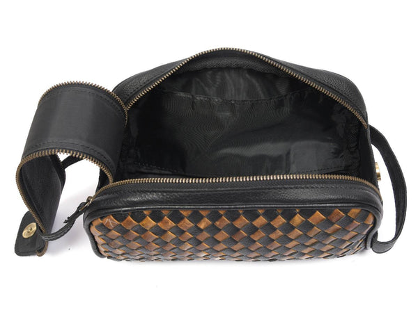 Dallas Upcycled Leather Toiletry Bag - Aaron Leather Goods