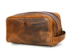 Tampa Leather Toiletry Bag - Caramel - Aaron Leather Goods