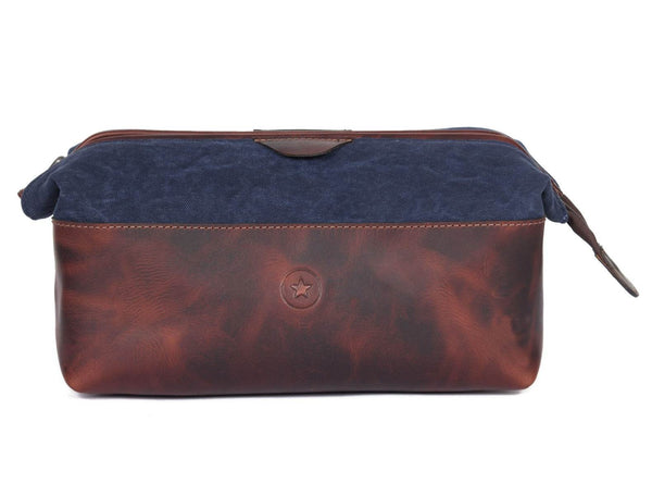 Rogue Leather Canvas Washbag - Aaron Leather Goods