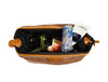Valencia Canvas Leather Toiletry Bag - Caramel Brown - Aaron Leather Goods