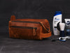 Arousa Leather Toiletry Bag - Caramel Brown - Aaron Leather Goods