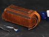 Arousa Leather Toiletry Bag - Caramel Brown - Aaron Leather Goods