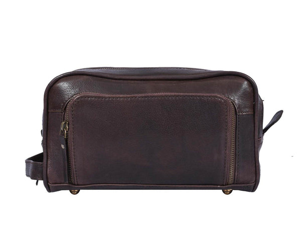 Artisan Walnut Leather Toiletry Bag - Aaron Leather Goods